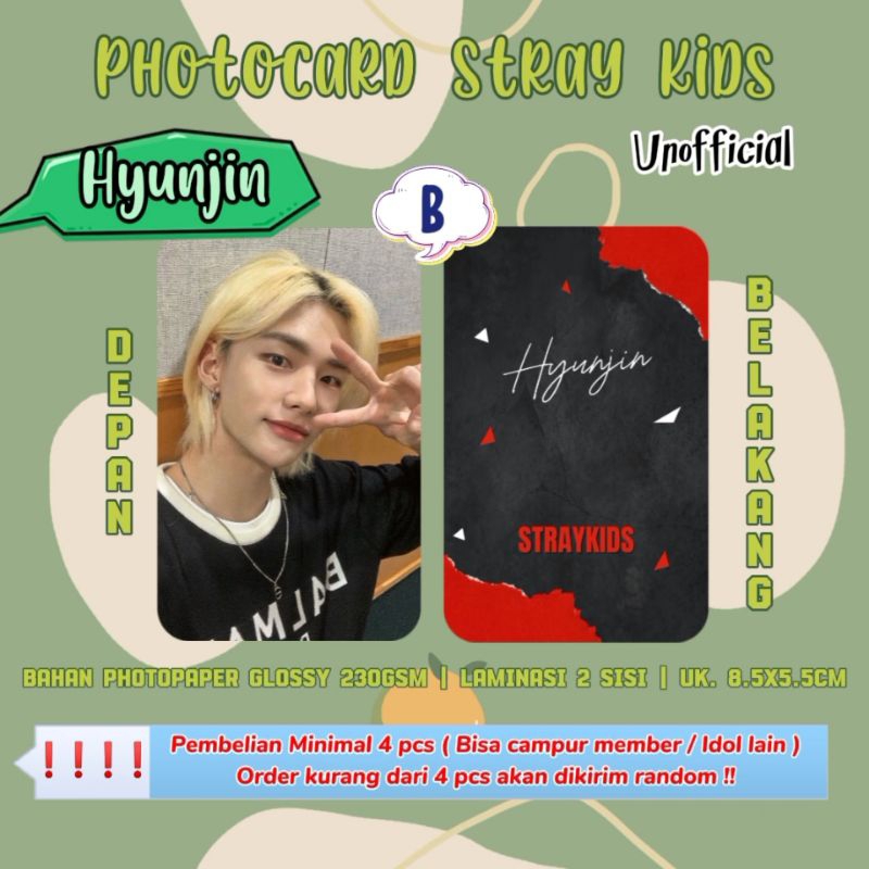 Photocard STRAYKIDS - HYUNJIN / Photocard Unofficial / Photocard  HYUNJIN STRAYKIDS / PC HYUNJIN / S