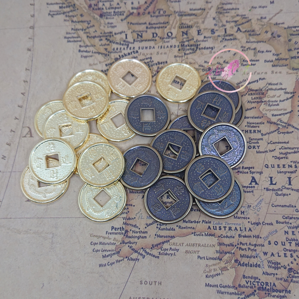 Replika Koin Cina Gold/Bronze 24mm - Replika Koin Cina Bahan Plastik CCB isi 10 pcs