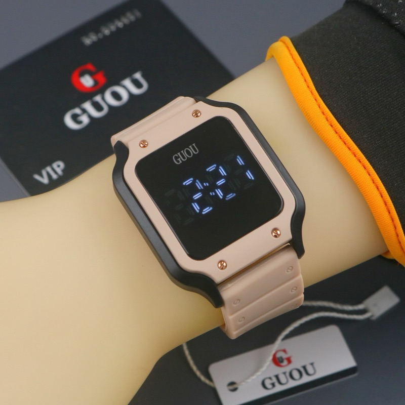 Promo Free Box Fullset & Paperbag ‼️ Ori Jam Tangan Wanita Guou Rubber Strap Mode Digital