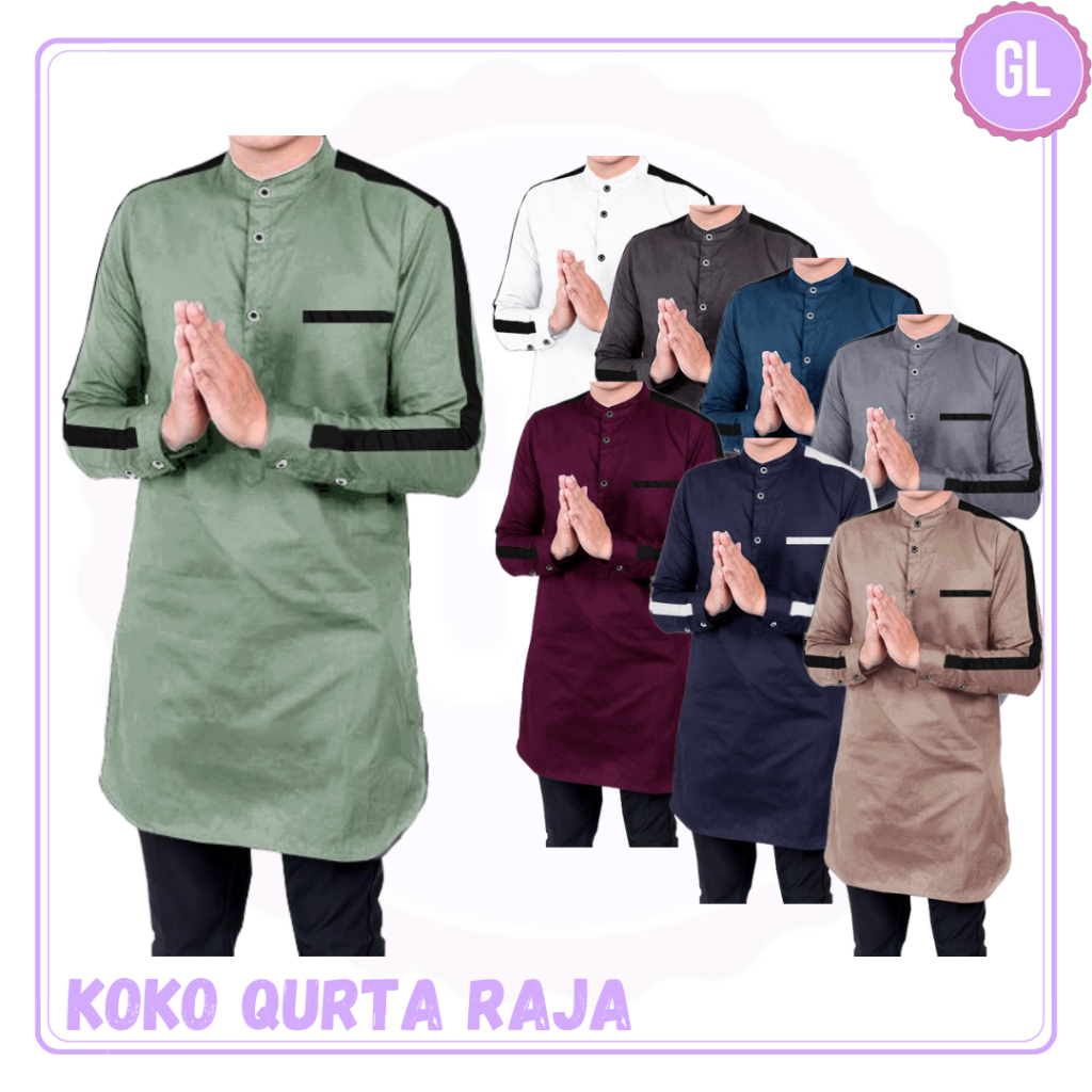 KOKO QURTA RAJA Baju Koko Pria Dewasa Lengan Panjang - S M L XL XXL 3XL