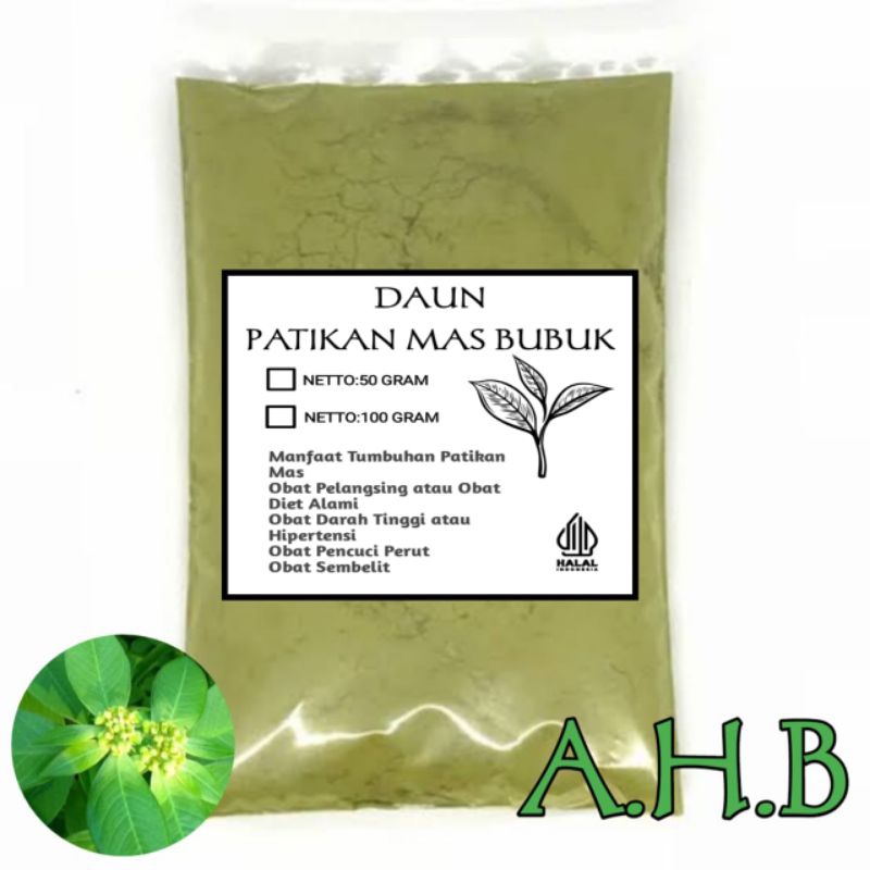 

Daun Patikan Mas Bubuk Murni Isi 100 Gram Herbal Pelangsing Alami