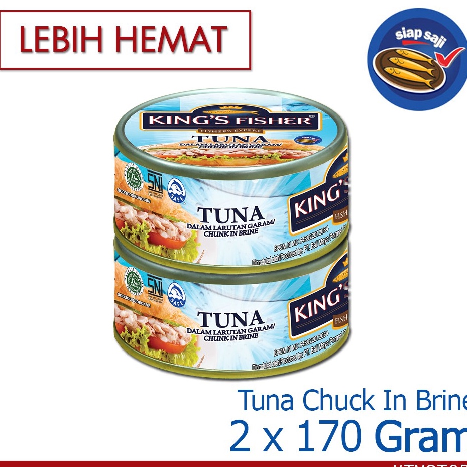 

Laris KtmStore Paket 2 pcs Kings Fisher Tuna dalam Air Garam Tuna in Brine Daging Tuna Makanan Kaleng 17 g J7