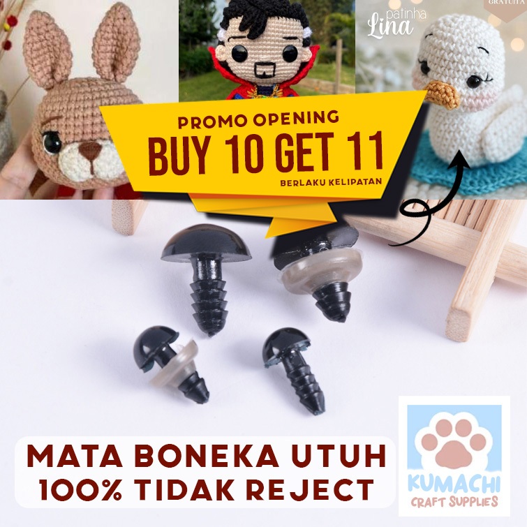 BERGARANSI UTUH Mata Boneka Safety Doll Eyes Amigurumi Crochet Rajut Craft Boneka Grosir Ecer 7mm 8m