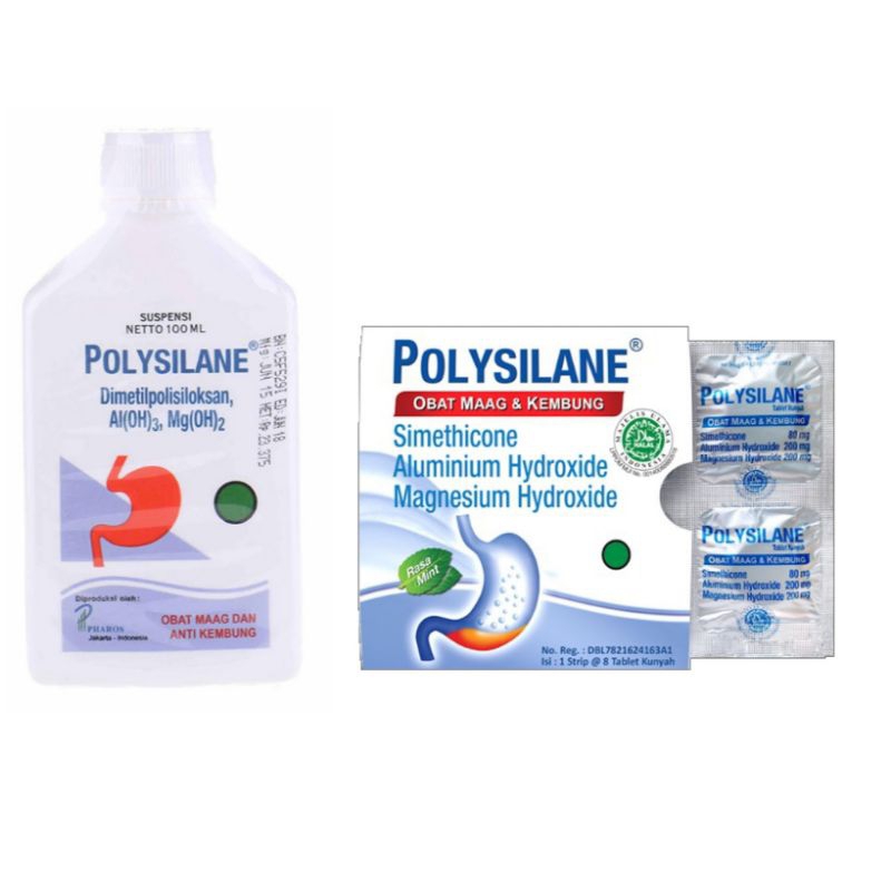 POLYSILANE Suspensi Obat Maag kembung ming tablet kunyah baru