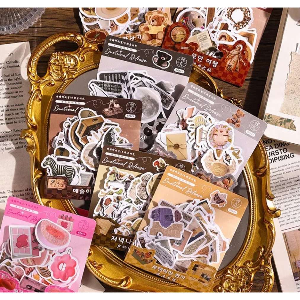 

HI504 Stiker Barang Retro Warna Warni 60pcs Jurnaling Stuff