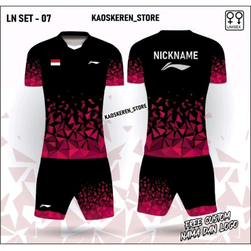 Set Jersey Badminton Lining Jersey Baju Celana Bulutangkis Kaos Olahraga