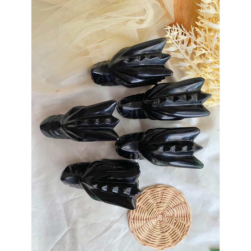 obsidian ukiran kepala naga/ukiran kristal alam/ukiran batu/crystal carving/crystal energy/crystal h