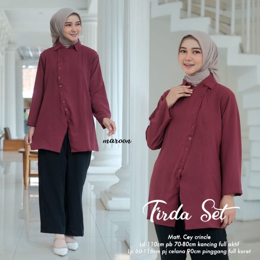 Eira One Set / Bahan Airflow Cringkle Terbaru / Atasan + Celana / Fashion Wanita Kekinian / OOTD / S