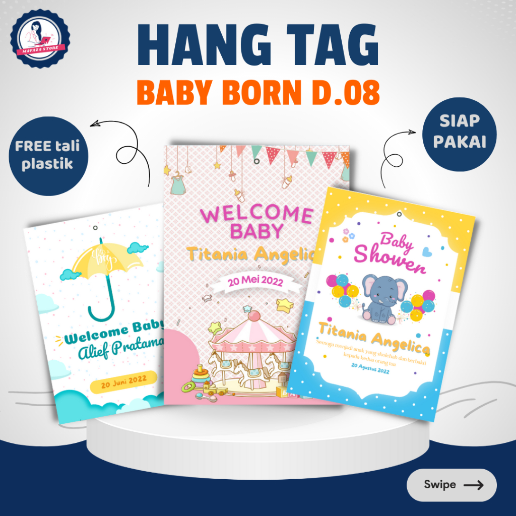 Hang tag souvenir / hang tag custom ulang tahun birthday aqiqah baby / Tag label hampers New born / 