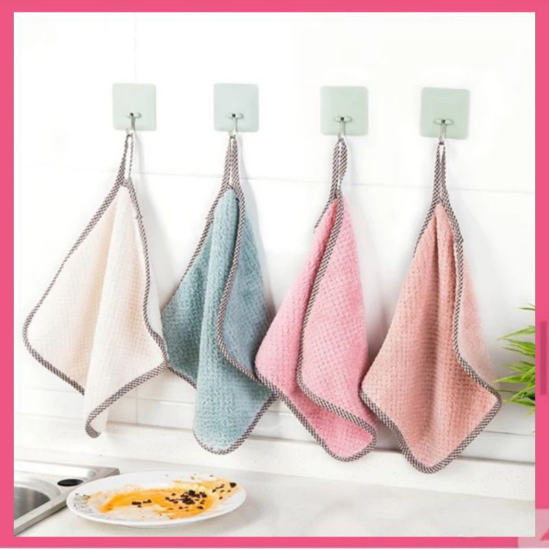 Kain Lap Tangan Gantung Microfiber / Lap Kain Dapur Hand Towel Microfiber
