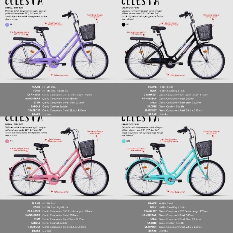 sepeda dewasa mini keranjang 24 26 inch Celesta Genio united GOSEND