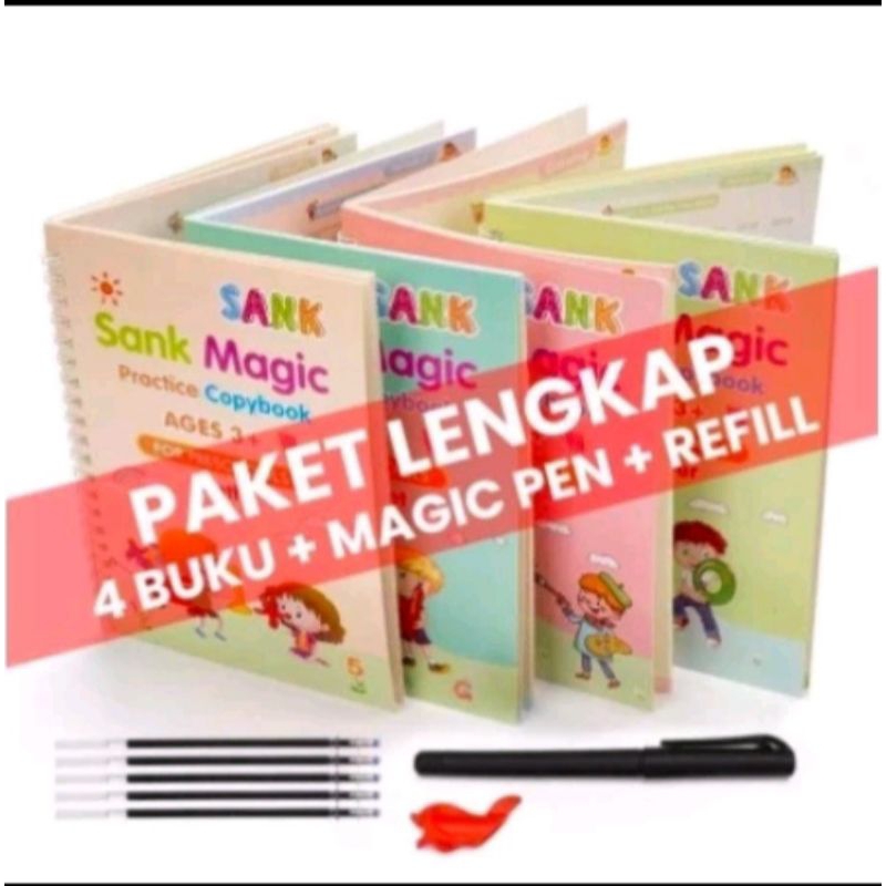 

Buku Isi 4 Pcs( buku isi 4 pcs+ pena ajaib+ isi penaajaib+ karet pelindung pena)