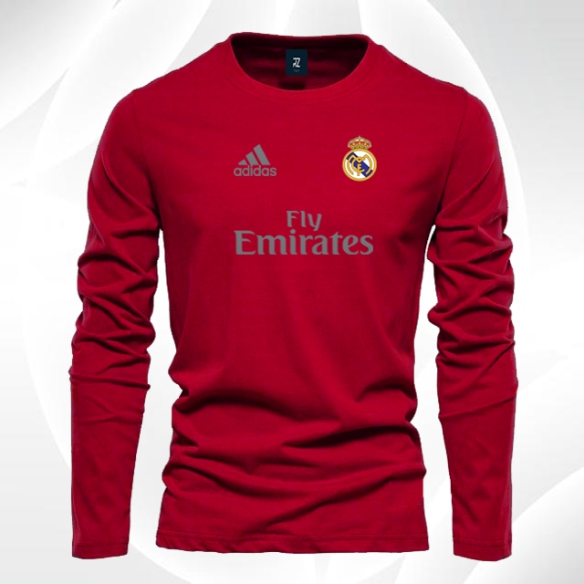 Terkeren !!! Kaos Panjang Distro Real Madrid fly emyrates Silver Terbaru  Baju Distro Pria & Wanita 