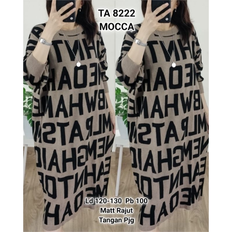 TA 8222# Long Tunik Rajut Bangkok Huruf