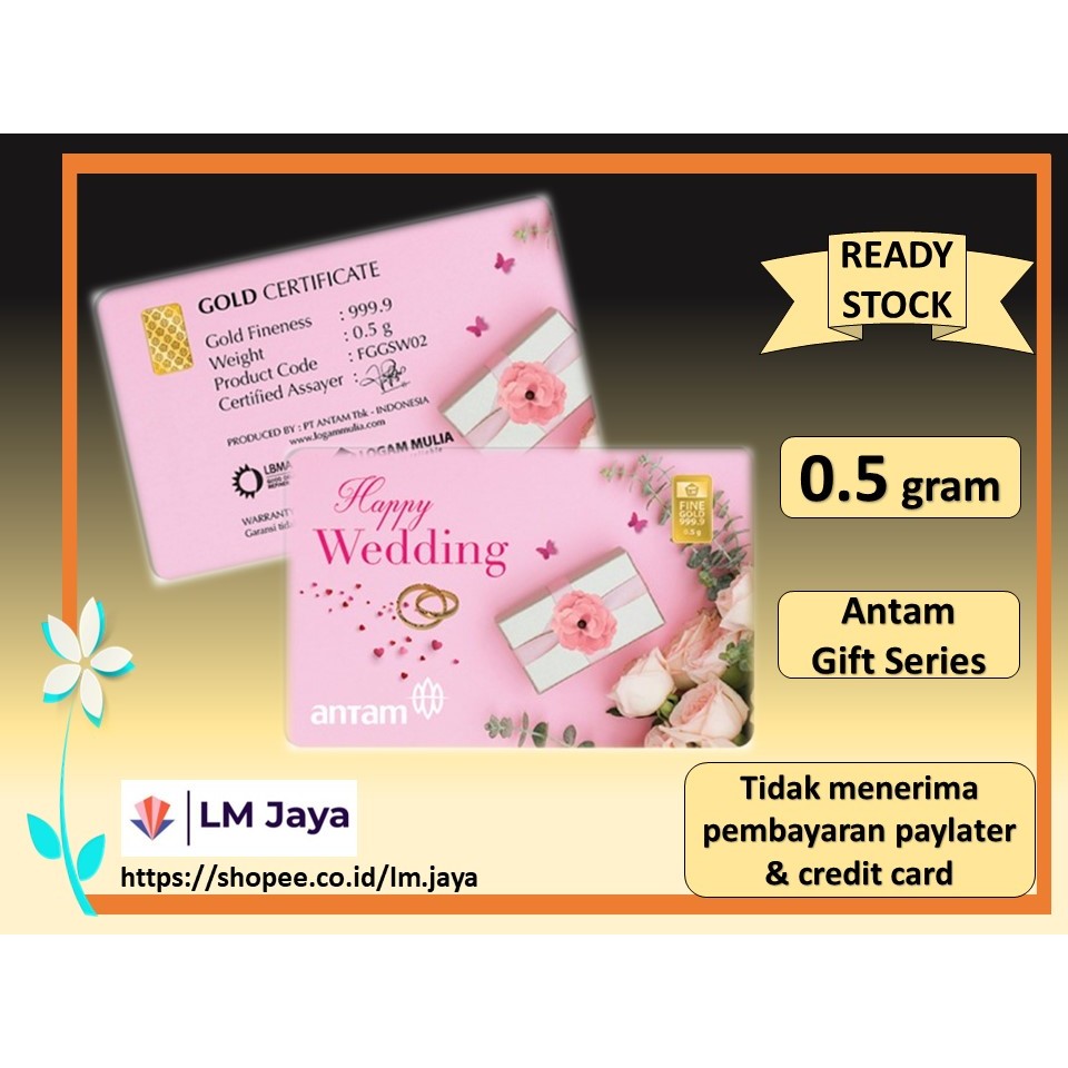 Kado Nikah Logam Mulia Antam Gift Series Happy Wedding 0.5 gr