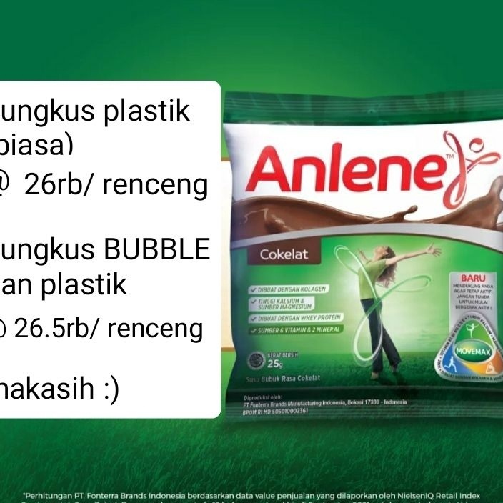 

MXDZ6434 Free Ongkir PROMO ANLENE SACHET COKELAT 25gr x 1 pcs exp 225