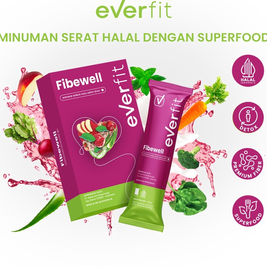 

PHCW895 GROSIR TOP PRODUCTS Everfit Fibewell Minuman Fiber Aneka Buah Halal BPOM Isi 7 14 Sachet