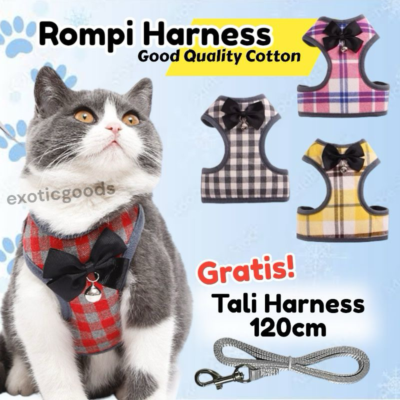 HARNESS ROMPI KUCING ROMPI ANJING TALI ROMPI KUCING HARNES KUCING TALI BAJU KUCING TALI KUCING LEASH