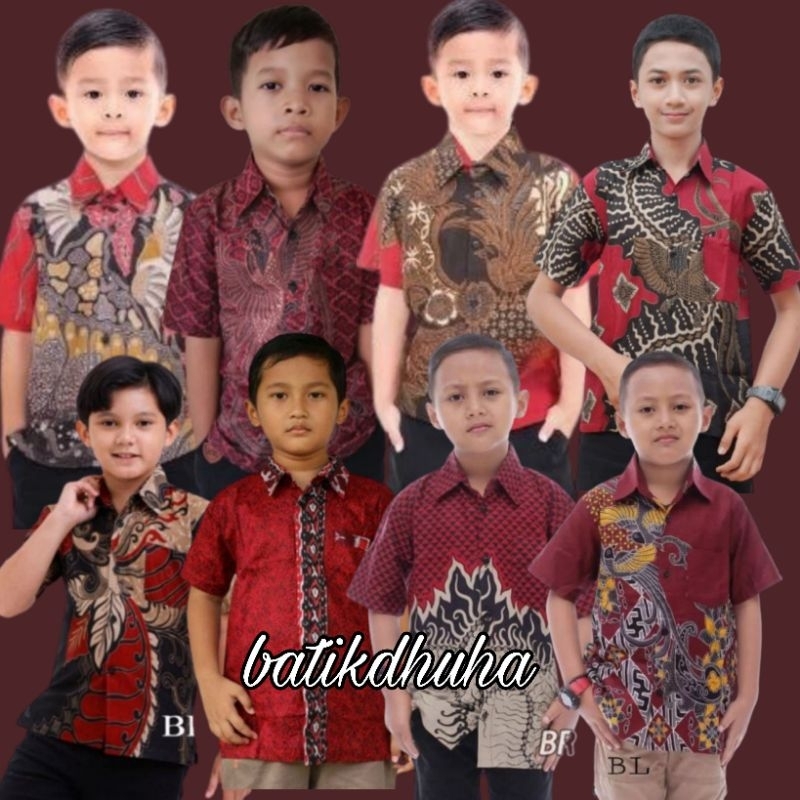 HEM BATIK ANAK WARNA SOFT Merah Maroon M L XL XXL