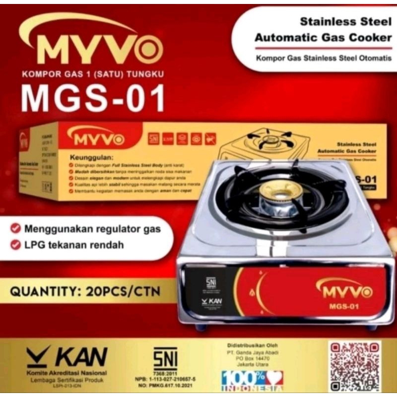 MYVO KOMPOR GAS 1 TUNGKU STAINLESS MGS-01