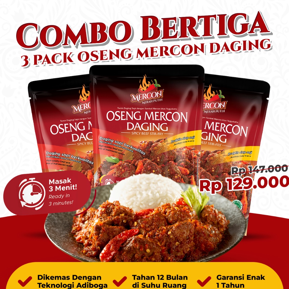 

YGDV8521 COD Mercon Merah Putih Hemat Combo Bertiga 3 x Oseng Mercon Daging
