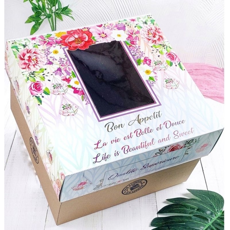 

Dus Kue 25 x 25 x 18 cm ROSE Box cake Kotak Packaging Bon Appetit