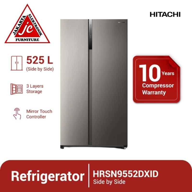 HITACHI KULKAS SIDE BY SIDE 525L INVERTER HRSN9552DXID