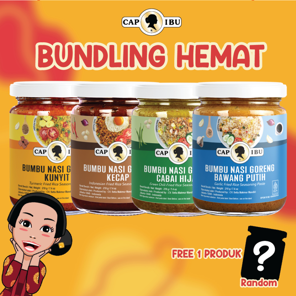 CAP IBU Paket BELI 4 DAPAT 5 Bumbu Nasi Goreng All Variants (210gr x 4pcs ) BONUS Produk Random