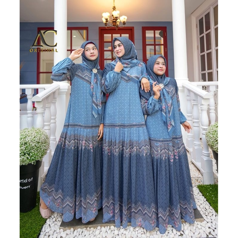 New Arumi Couple By Ac Original / Gamis Syar'i Couple Ibu Dan Anak Terbaru / Gamis Set Scraft Couple