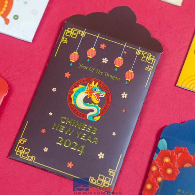 

Min order 12 pcs - PREMIUM amplop imlek tahun baru china chinese new year of dragon angpau gold ink tinta emas foil gold