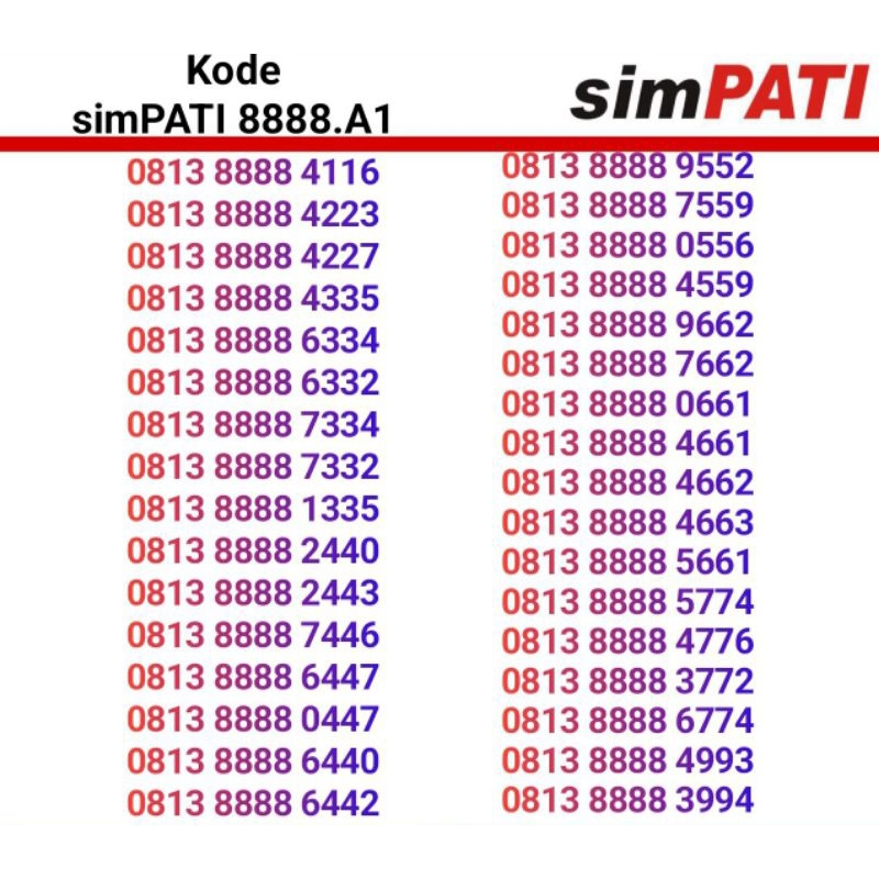 simpati 4G LTE 8888 nomor cantik simpati 0813