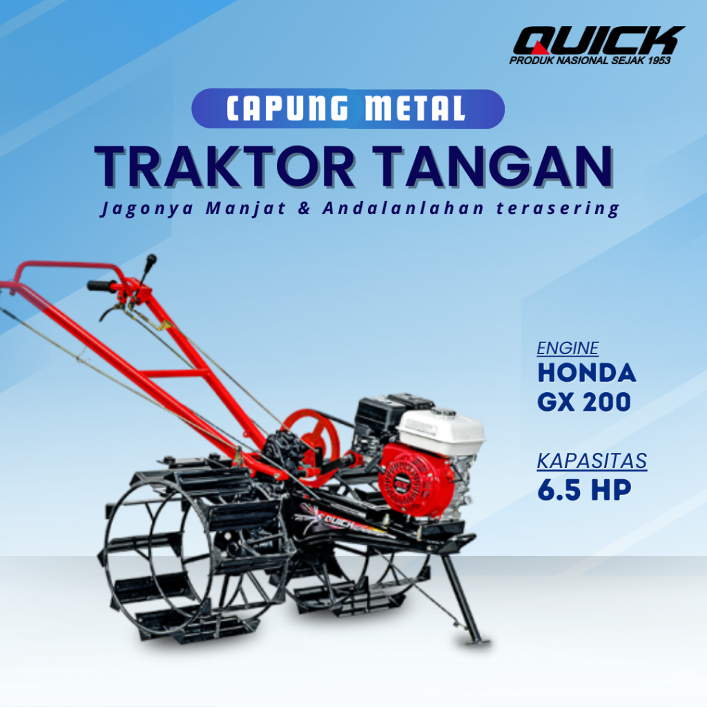 Traktor Tangan Sawah Quick Capung Metal + Honda Engine Komplit