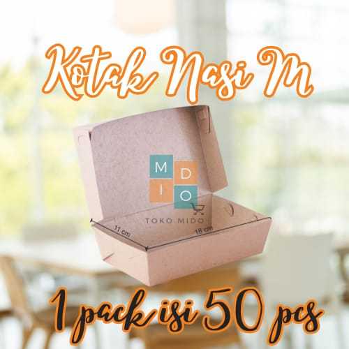 Kotak Nasi Kertas ukuran M Paper Lunch Box Kraft Coklat Kotak Makan Kertas Medium Sedang Laminasi Na