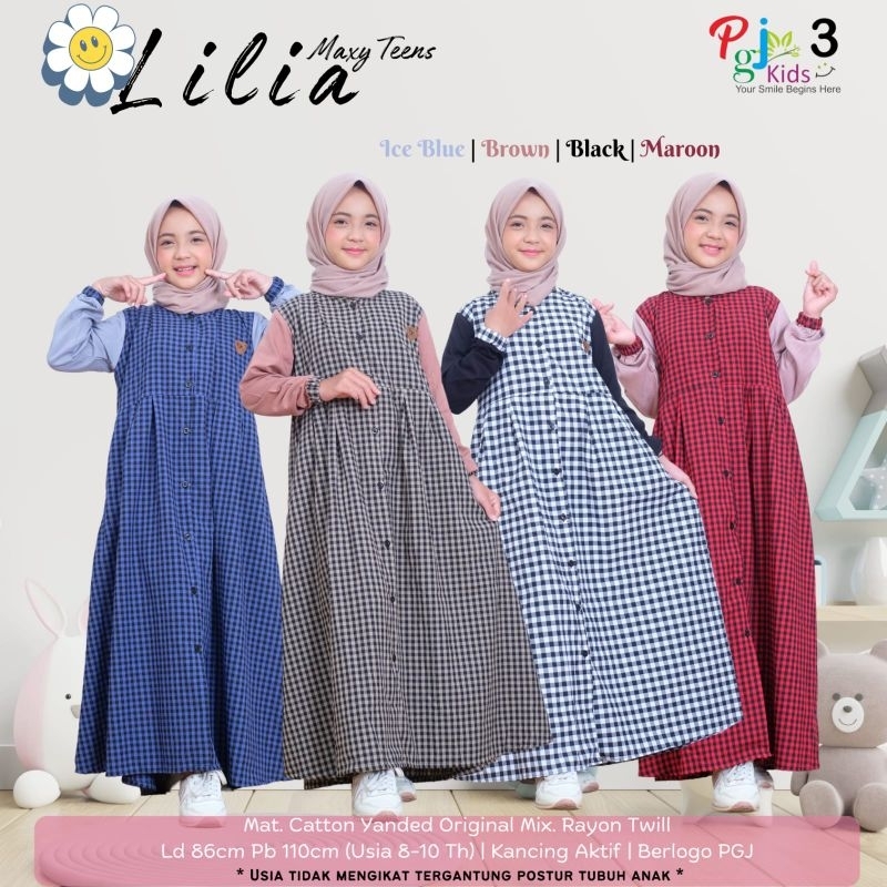 [COD ] LILIA DRESS ADISTY  Gamis TEEN Remaja /Gamis Anak Kotak Polos / Baju Anak tanggung Premium Te
