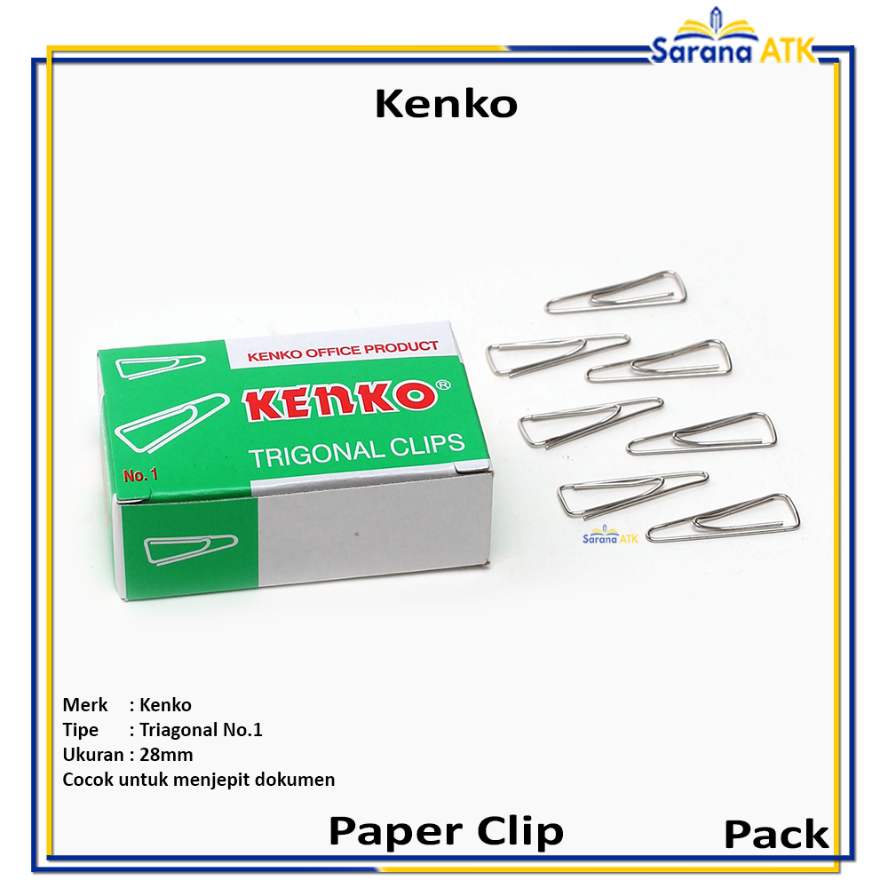 

Kenko - Trigonal Clips No.1 Penjepit Kertas - Pack