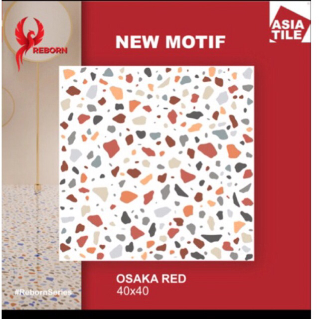 keramik warna warni 40x40 lantai dinding glossy teras kilap kwA terazo red merah abu grey blue biru 