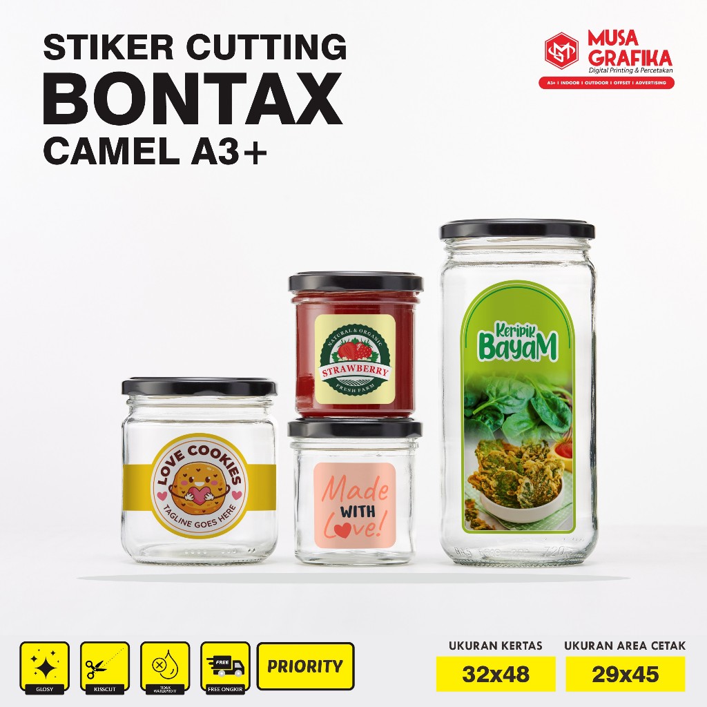 

Stiker Bontax + Cutting Ukuran A3+ Chromo Import