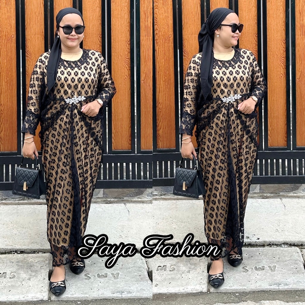 Kaftan Tile Sulam 2in1 Baju Gamis Lebaran Busana Muslim 75711