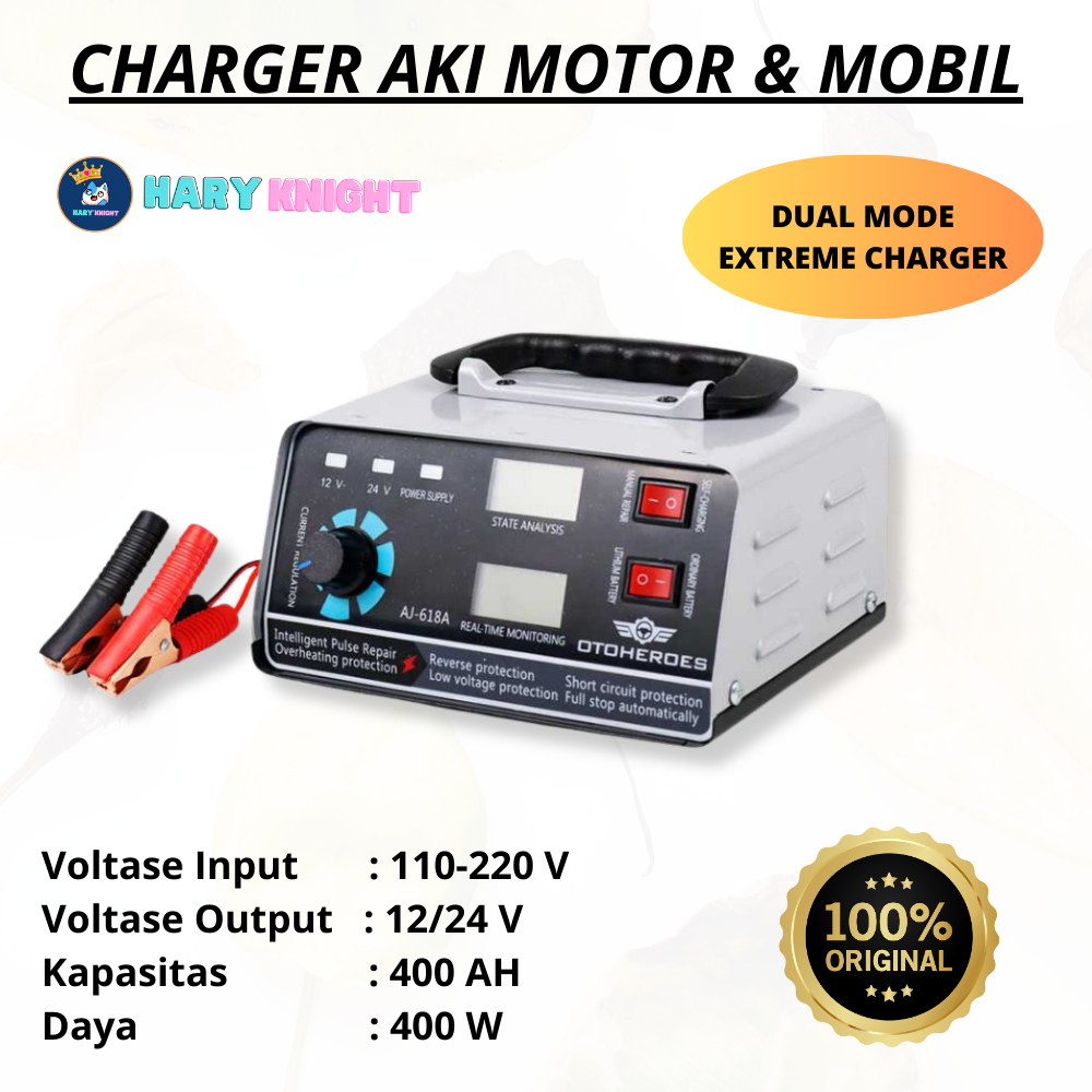 Charger Aki Mobil 400W 12V/24V SUPER CHARGER - Cas Aki Mobil 2500cc 5500cc bisa untuk Truk