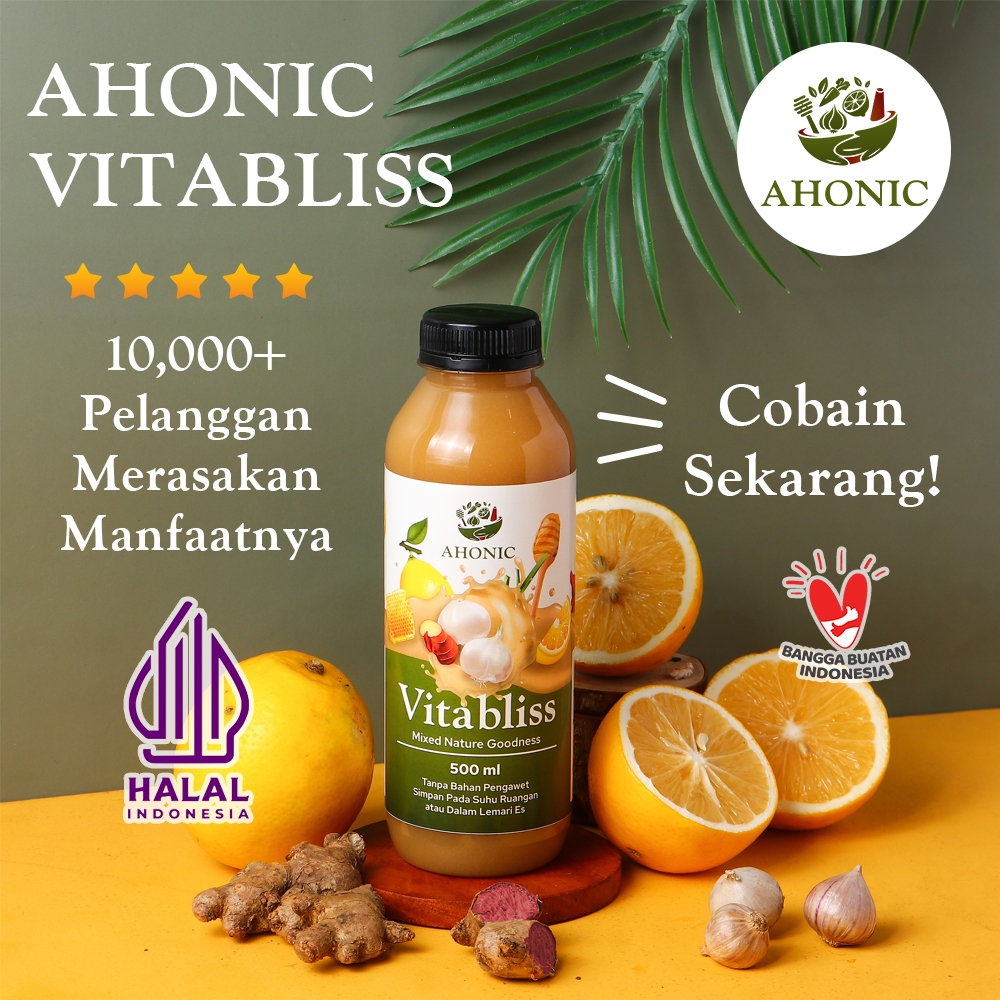 

AHONIC VITABLISS Jus Bawang Putih Tunggal Jahe Merah Lemon Cuka Apel Madu