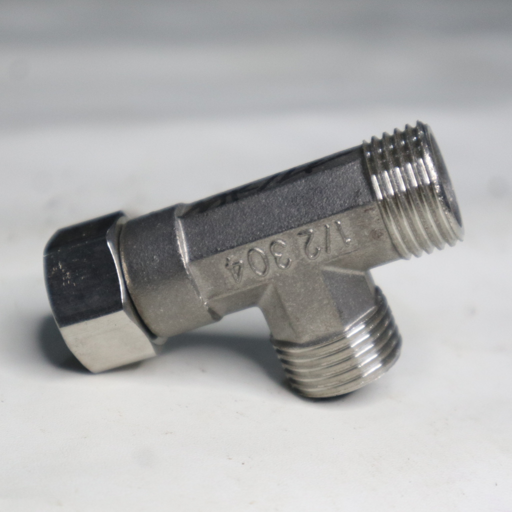 Tee Drat Luar Drat Dalam 1/2 Inch, Sambungan Pipa Besi