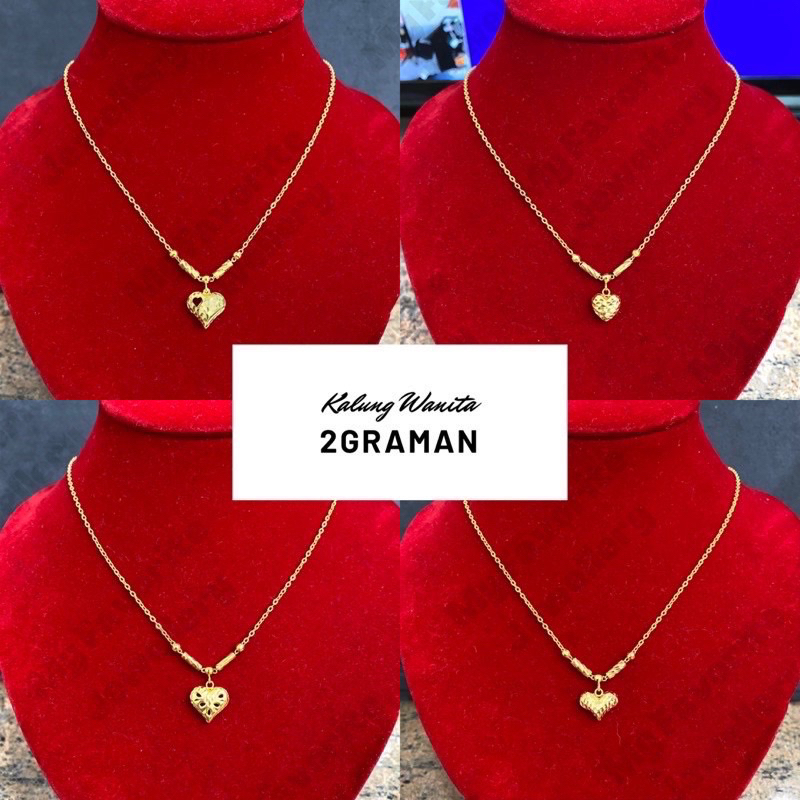 Kalung 2graman Model Love Emas Asli Kadar 700 dan 875