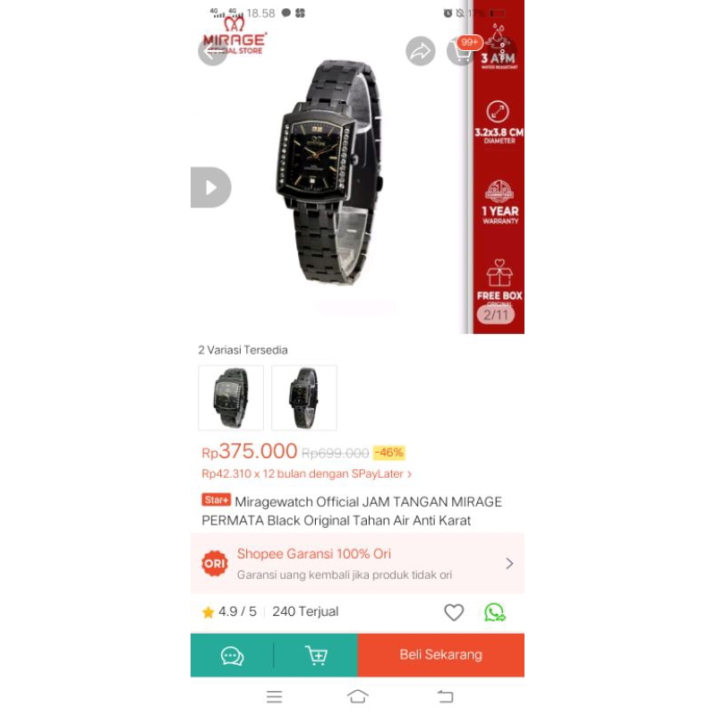 Preloved jam wanita Brand Mirage