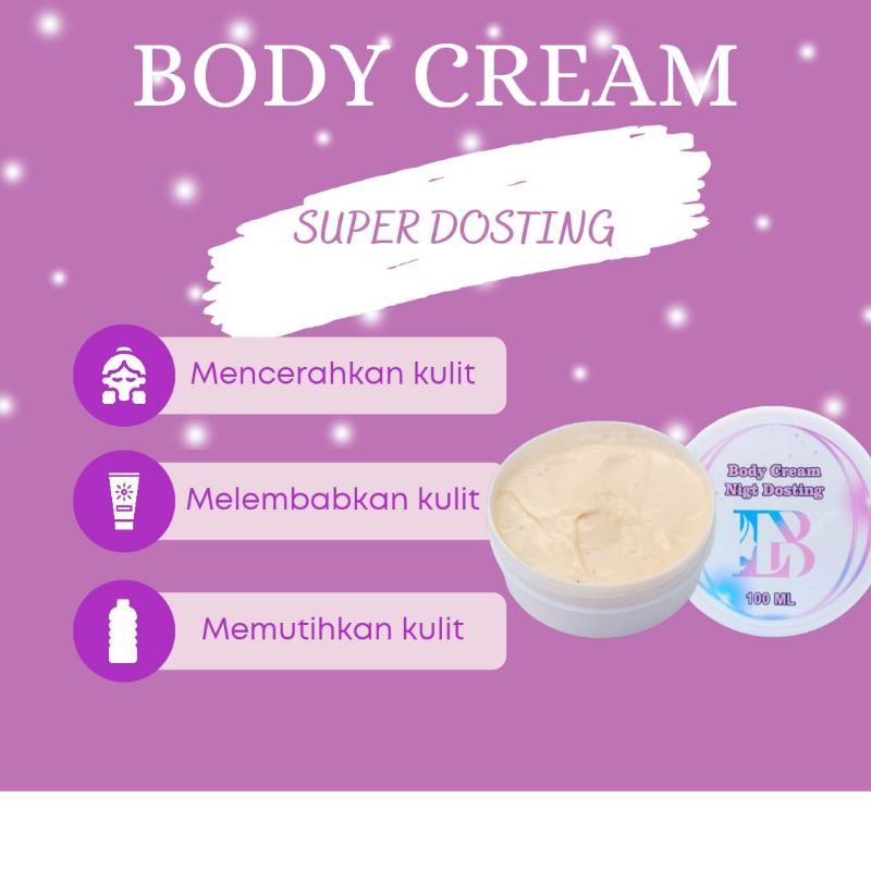 Produk Linda Beauty Body Cream Malam 1 Pot,HB Siang Berlian Putih 2 Pot