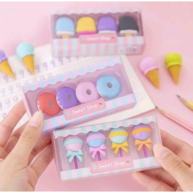 

Penghapus pensil karakter sweet cone lolipop es cream donut set 4