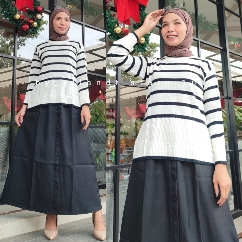 Setelan rajut wanita+rok kancing