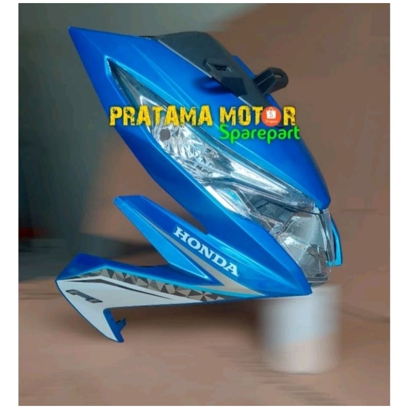 Cover Tameng Body Depan Beat Esp Iss Biru 2018 Plus Striping/Stiker