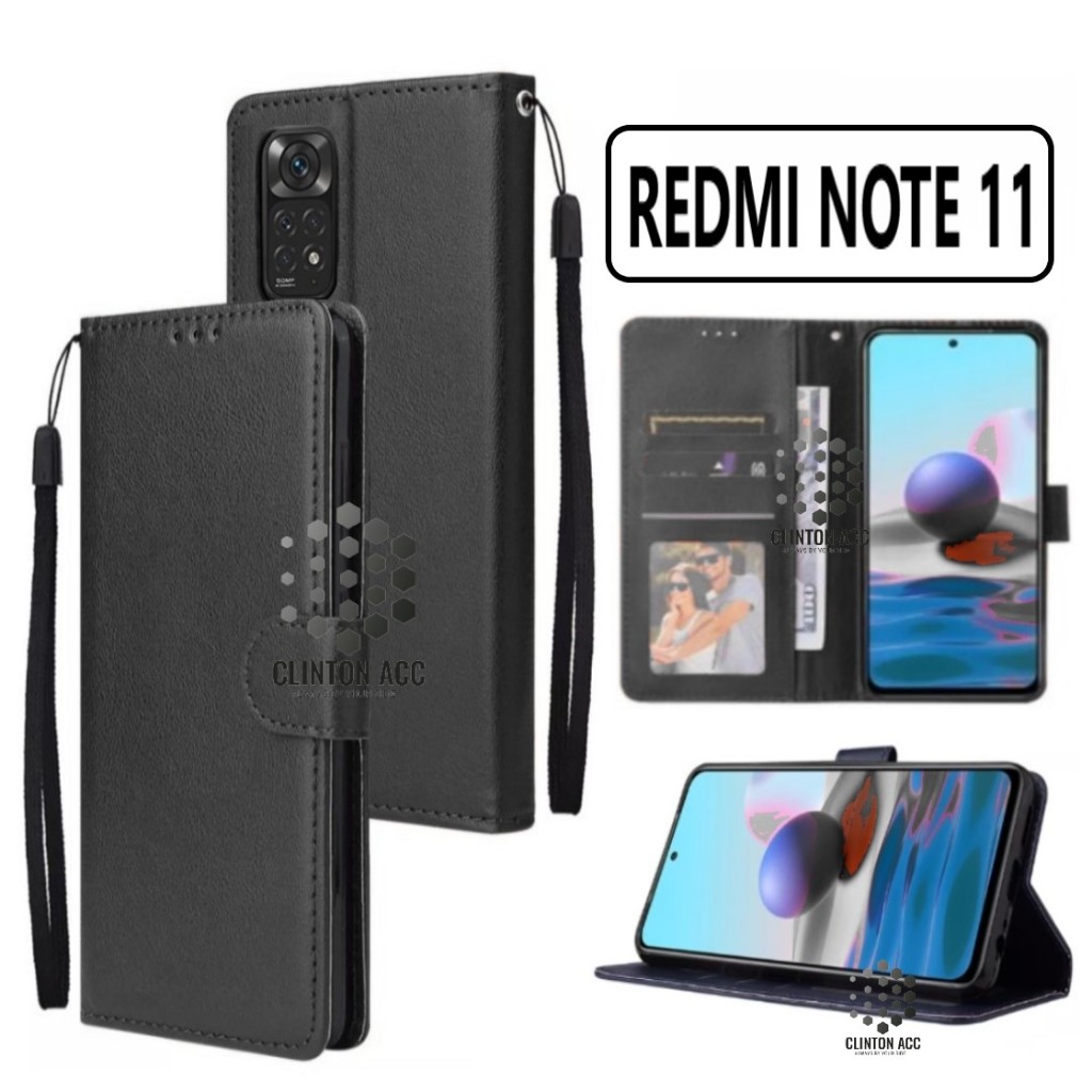 CASE HP XIAOMI REDMI NOTE 11 FLIP WALLET LEATHER DOMPET KULIT SOFTCASE PREMIUM FLIP COVER SARUNG BUK