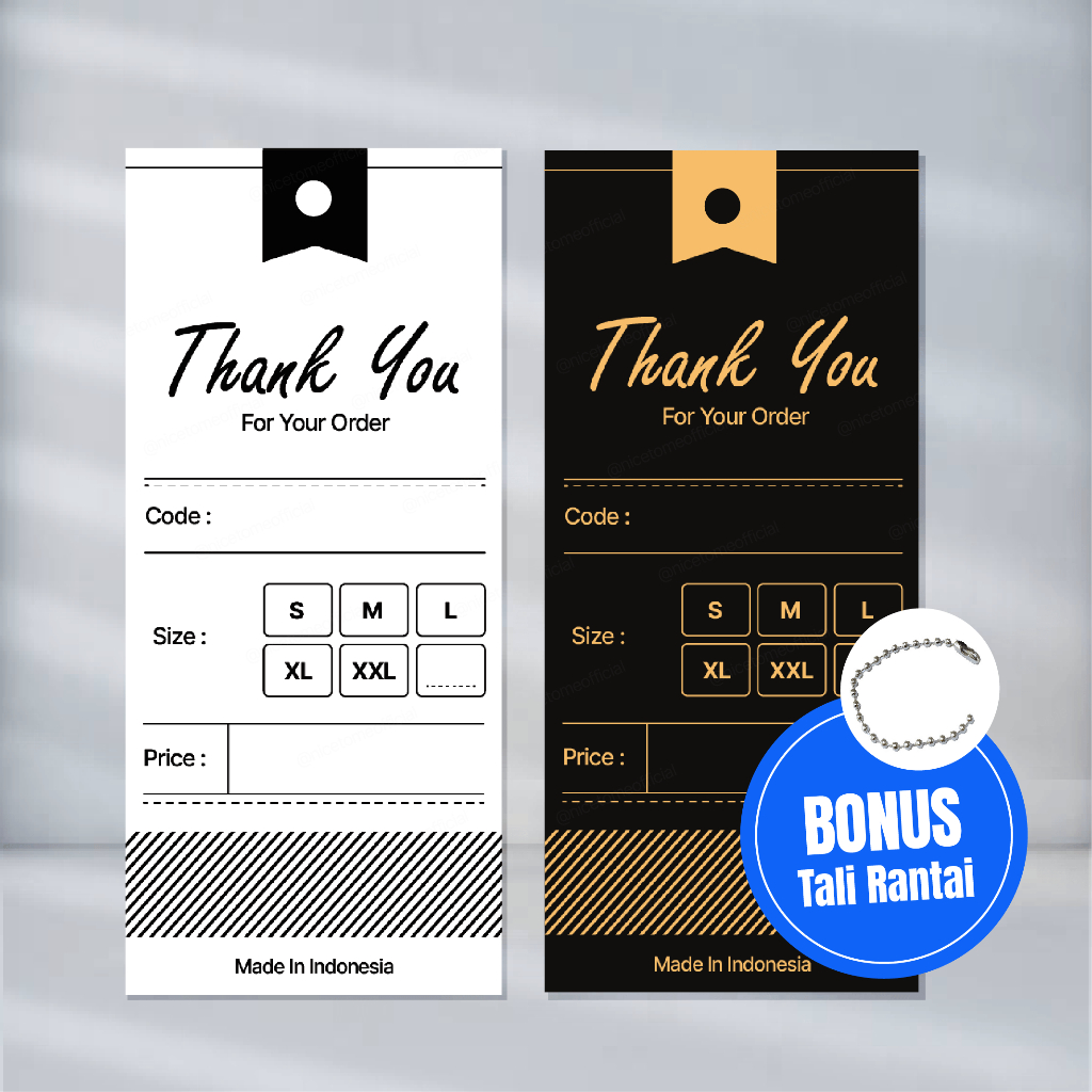 

(BONUS TALI) Label Baju Hang Tag 4x9cm | Hangtag Label Merk Hangtag Murah