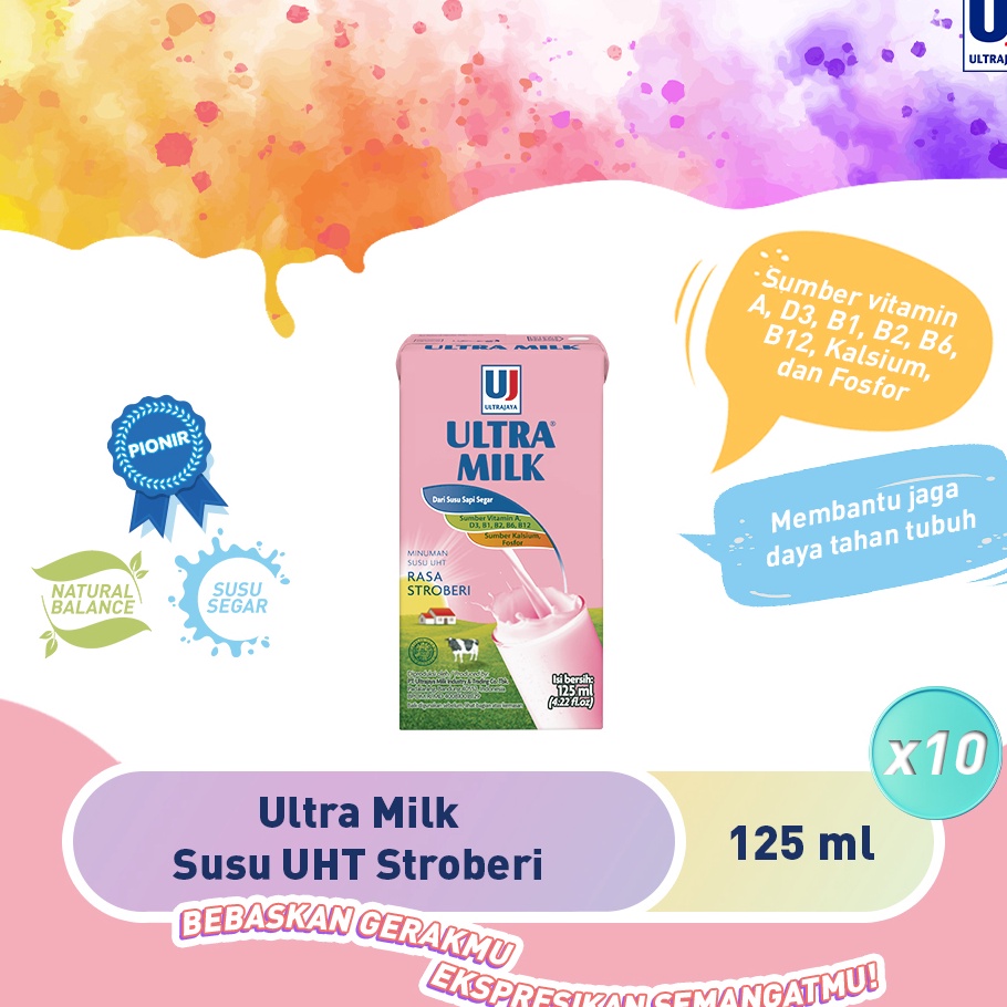 

COD Ultra Milk Susu UHT Stroberi 125ml Paket isi 1pcs